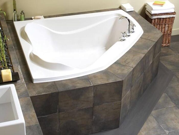 Cocoon 79 in. x 59 in. Acrylic End Drain Corner Drop-in Soaking Bathtub in White